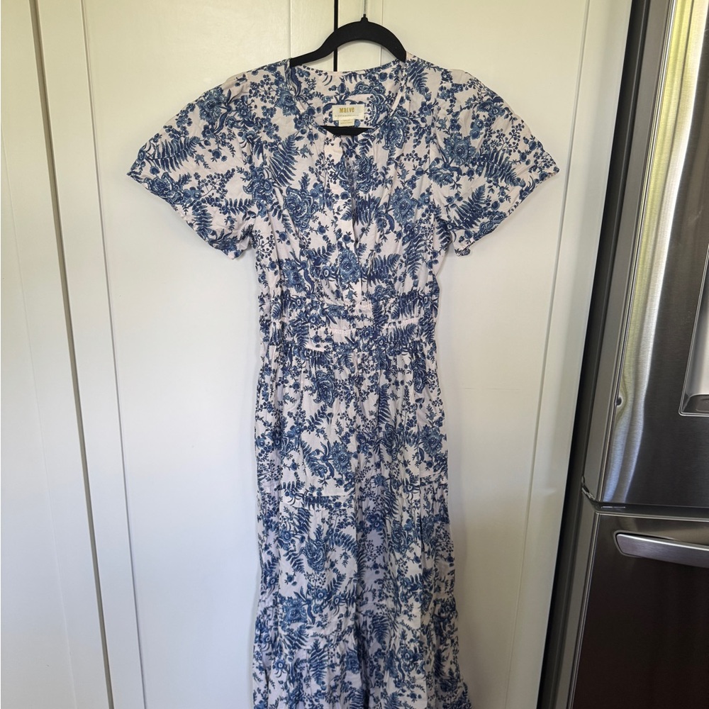 Maeve Blue and White Floral Maxi Dress